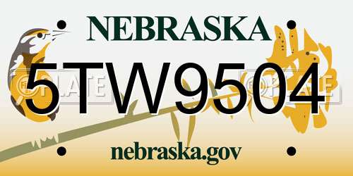5TW9504 Nebraska License Plate