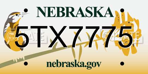 5TX7775 Nebraska License Plate