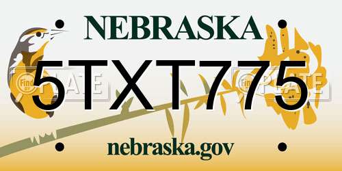 5TXT775 Nebraska License Plate