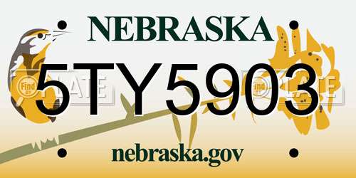 5TY5903 Nebraska License Plate
