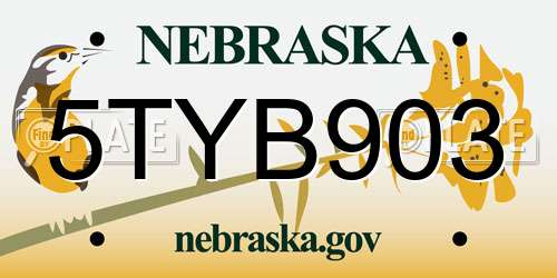 5TYB903 Nebraska License Plate