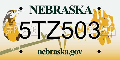 5TZ503 Nebraska License Plate
