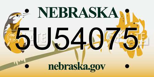 5U54075 Nebraska License Plate