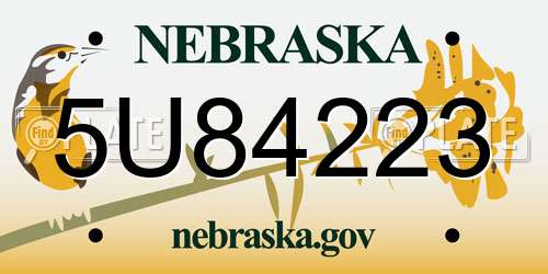 5U84223 Nebraska License Plate