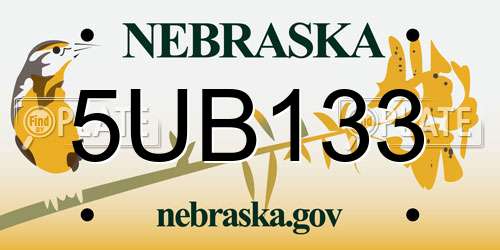 5UB133 Nebraska License Plate