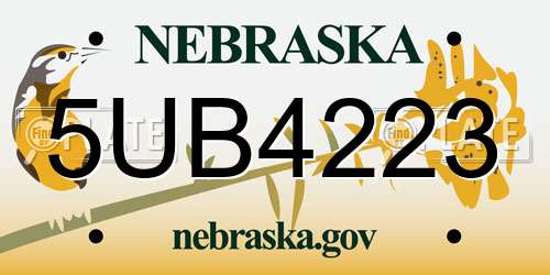 5UB4223 Nebraska License Plate