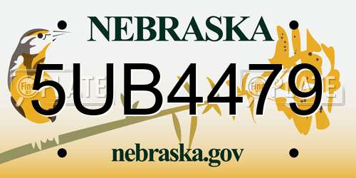 5UB4479 Nebraska License Plate