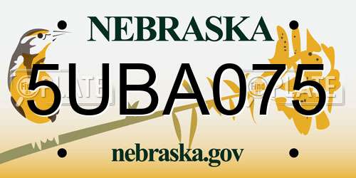 5UBA075 Nebraska License Plate