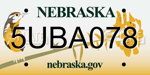 5UBA078 Nebraska License Plate