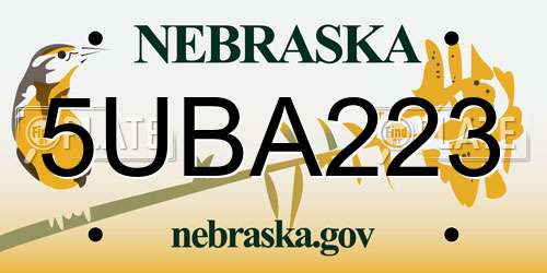 5UBA223 Nebraska License Plate