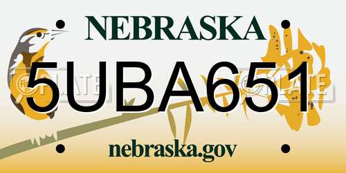 5UBA651 Nebraska License Plate
