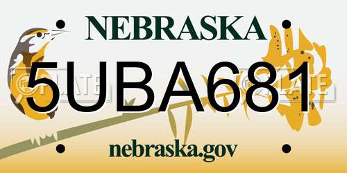 5UBA681 Nebraska License Plate