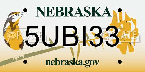 5UBI33 Nebraska License Plate