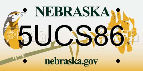 5UCS86 Nebraska License Plate