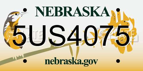 5US4075 Nebraska License Plate