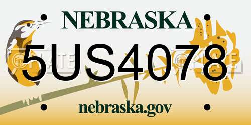 5US4078 Nebraska License Plate