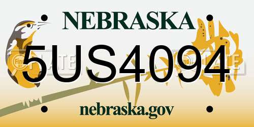 5US4094 Nebraska License Plate