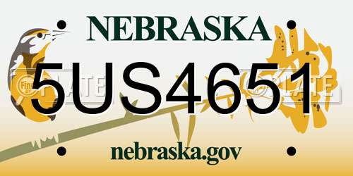 5US4651 Nebraska License Plate