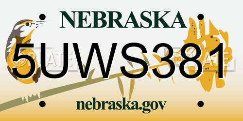 5UWS381 Nebraska License Plate