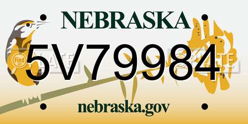 5V79984 Nebraska License Plate
