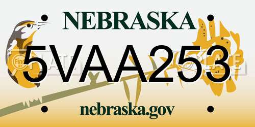 5VAA253 Nebraska License Plate