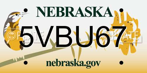 5VBU67 Nebraska License Plate