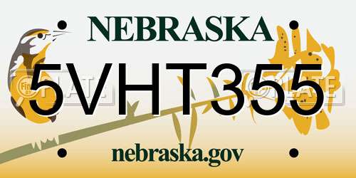 5VHT355 Nebraska License Plate