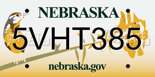 5VHT385 Nebraska License Plate