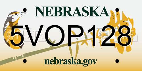 5VOP128 Nebraska License Plate
