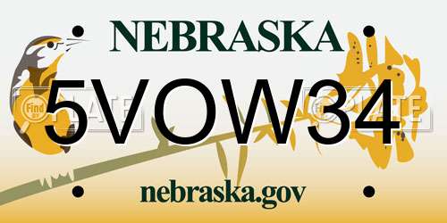 5VOW34 Nebraska License Plate