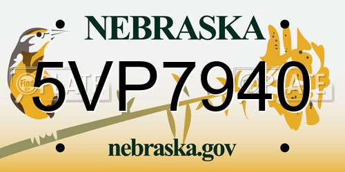 5VP7940 Nebraska License Plate