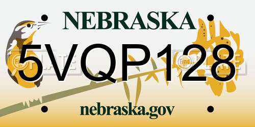 5VQP128 Nebraska License Plate