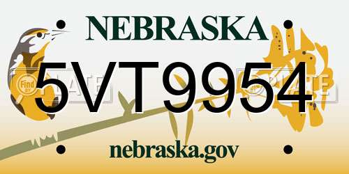 5VT9954 Nebraska License Plate