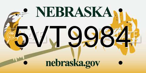 5VT9984 Nebraska License Plate
