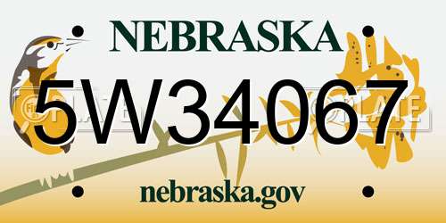 5W34067 Nebraska License Plate