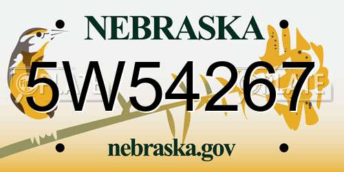 5W54267 Nebraska License Plate