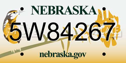 5W84267 Nebraska License Plate