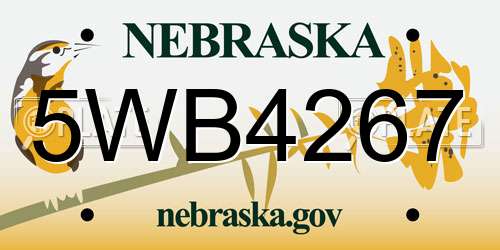 5WB4267 Nebraska License Plate