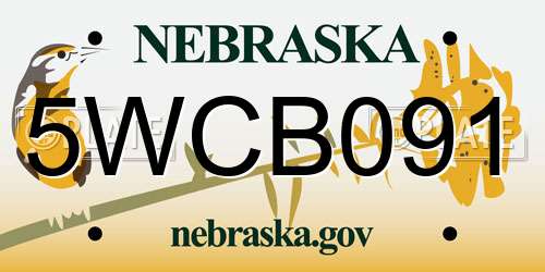 5WCB091 Nebraska License Plate