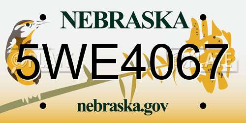 5WE4067 Nebraska License Plate
