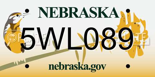 5WL089 Nebraska License Plate