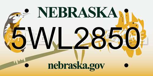 5WL2850 Nebraska License Plate