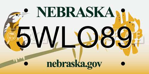 5WLO89 Nebraska License Plate