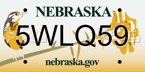 5WLQ59 Nebraska License Plate