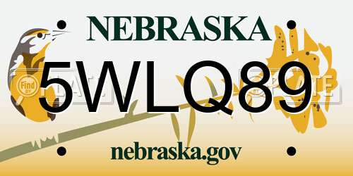 5WLQ89 Nebraska License Plate