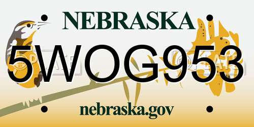 5WOG953 Nebraska License Plate