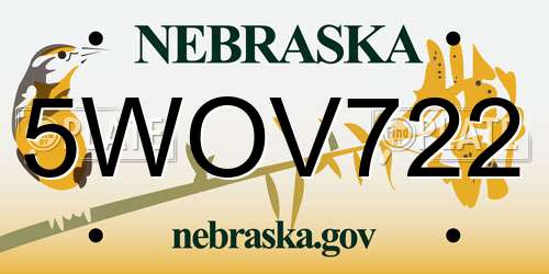 5WOV722 Nebraska License Plate