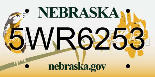 5WR6253 Nebraska License Plate