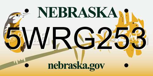 5WRG253 Nebraska License Plate