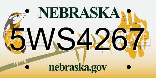 5WS4267 Nebraska License Plate